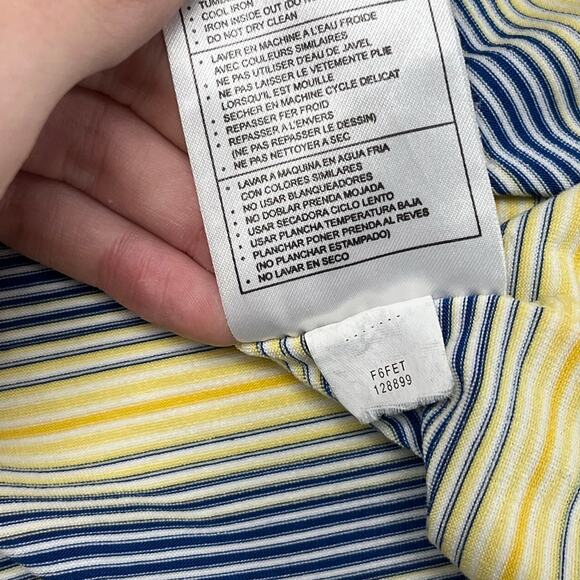 Nike Golf Dri Fit UV Yellow Blue Striped Mens M Mirabel Club Golf Polo Shirt - Picture 7 of 10